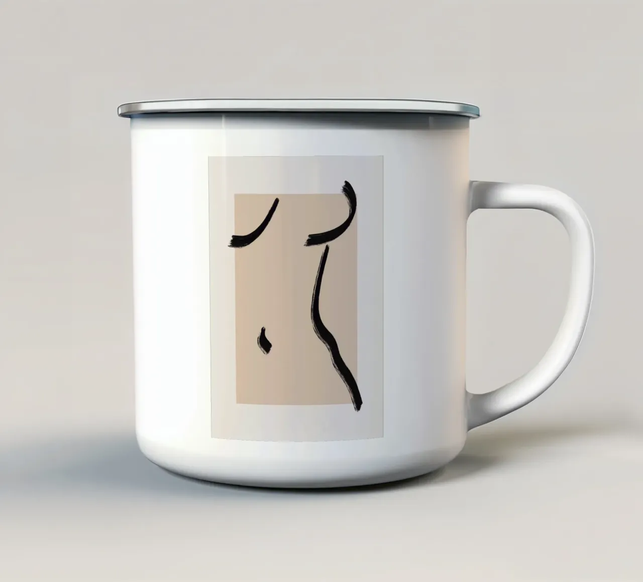 Line art astratto figurativo 04 tazza in smalto da Little Dean