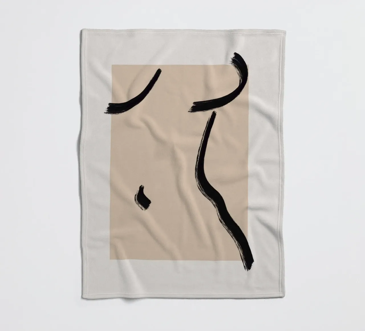 Line art abstract figurative 04 fleece blanket by Little Dean