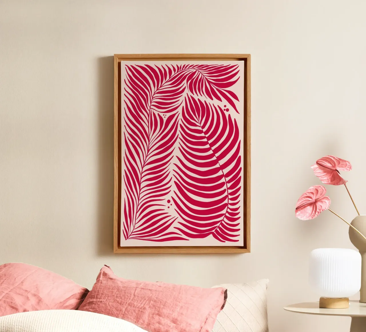 In Terms of Fern Viva Magenta tela con Cornice a cassetta da Studio One
