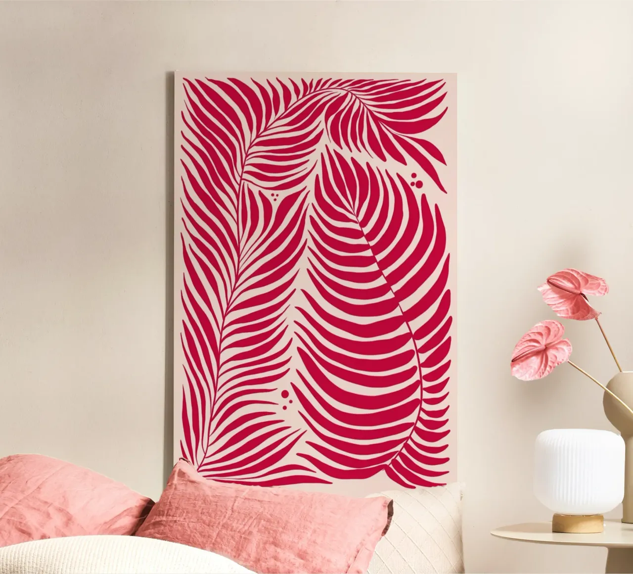 In Terms of Fern Viva Magenta tela con Cornice a cassetta da Studio One