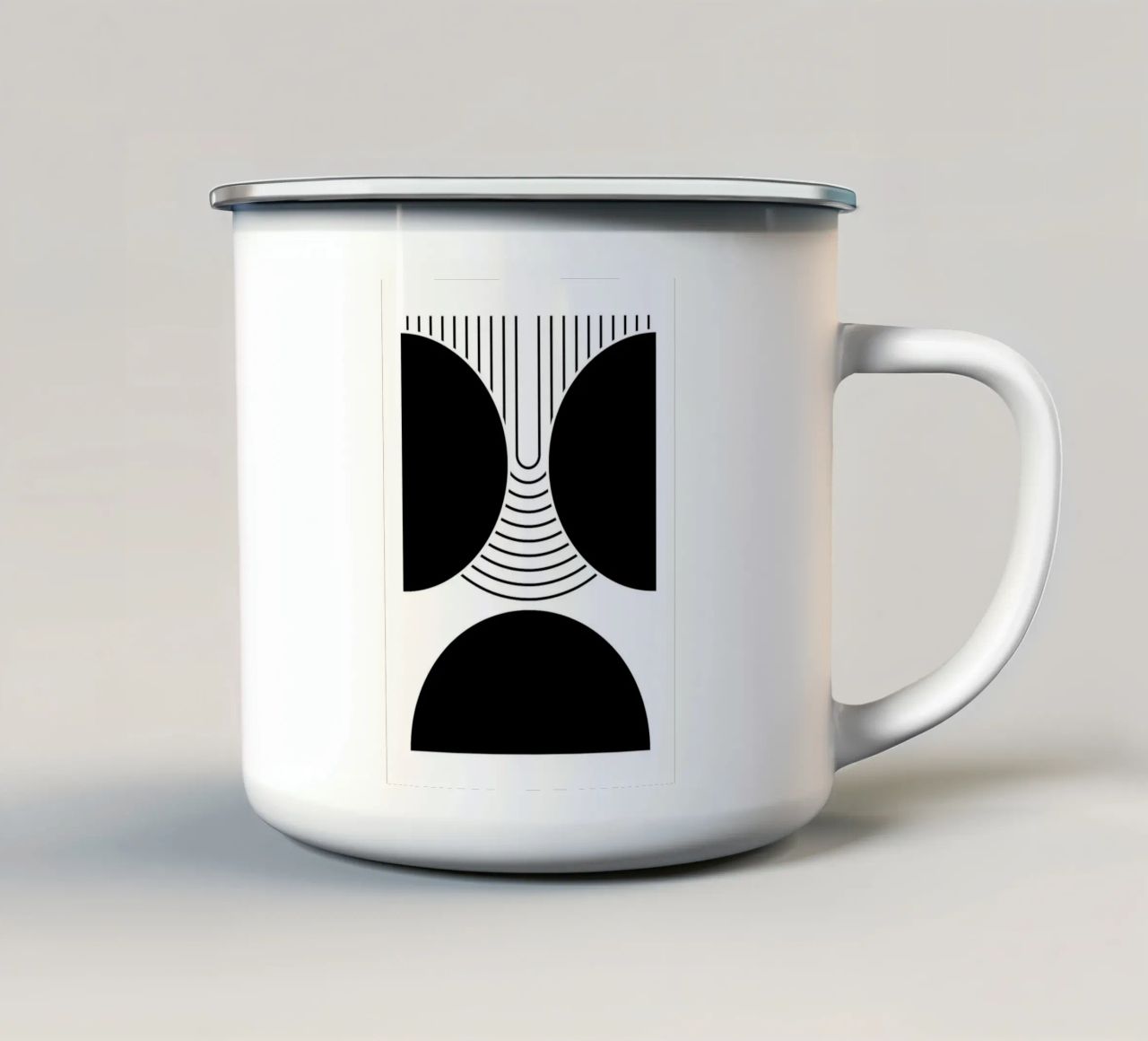 forme geometriche in bianco e nero tazza in smalto da Bacsic Design