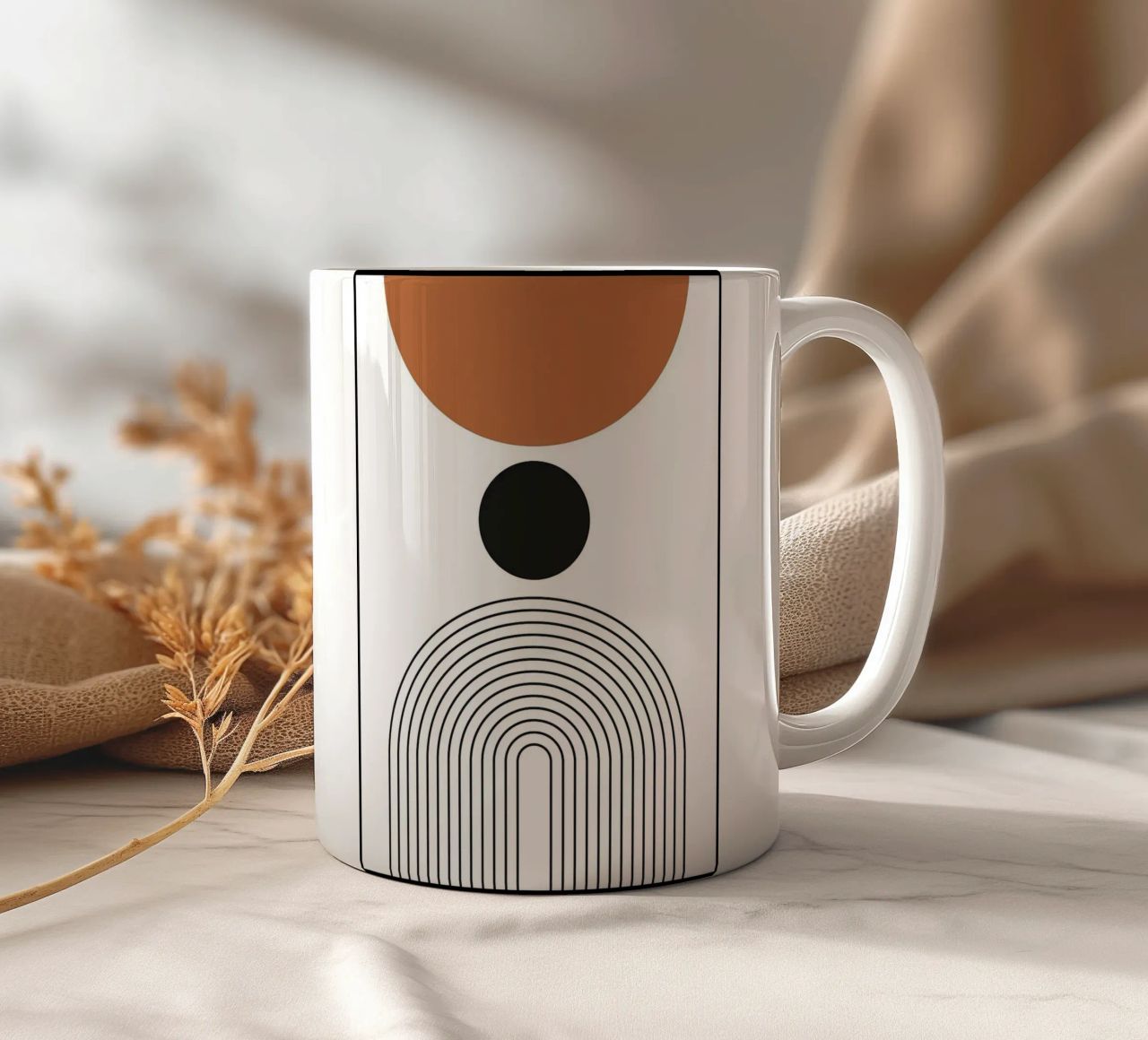 cerchio linee curve tazza in ceramica da Bacsic Design