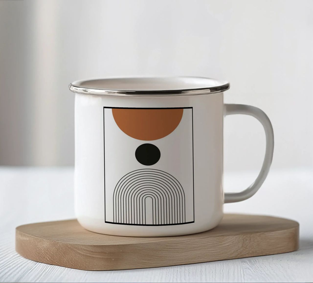 cerchio linee curve tazza in smalto da Bacsic Design