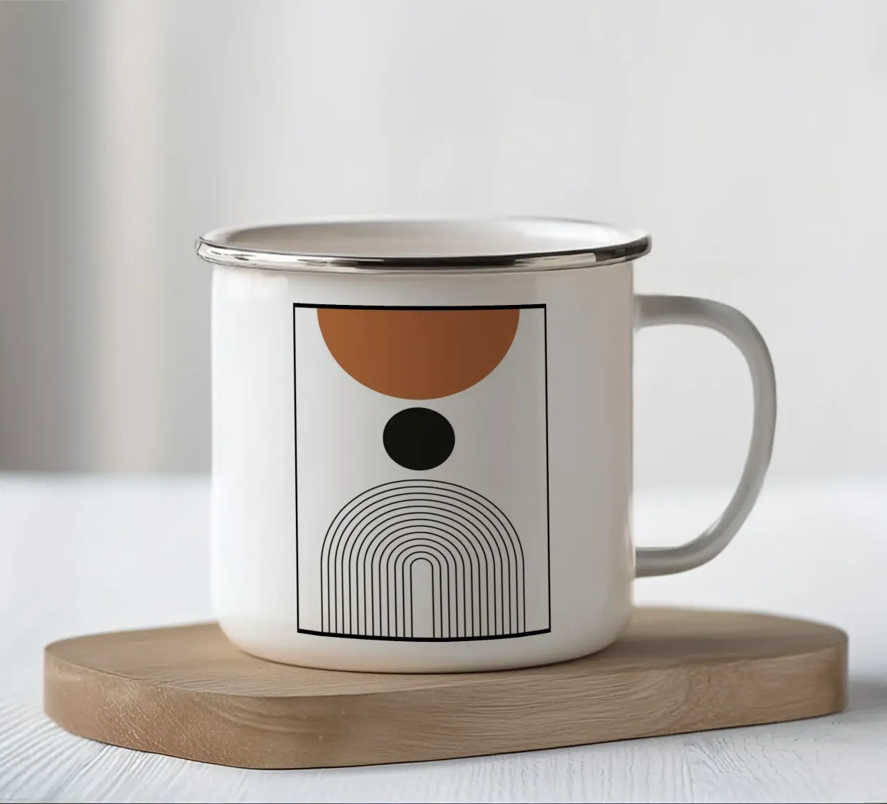 Kreis geschwungene Linien Emaille Tasse von Bacsic Design