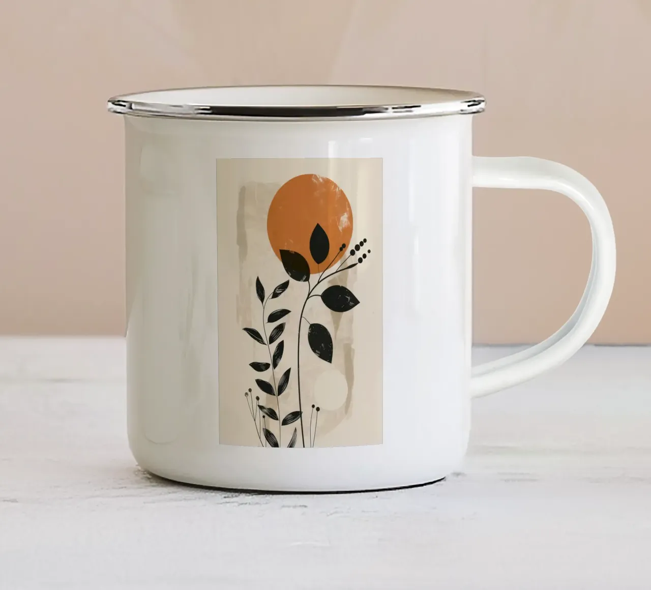 foglie sole steli tazza in smalto da Bacsic Design