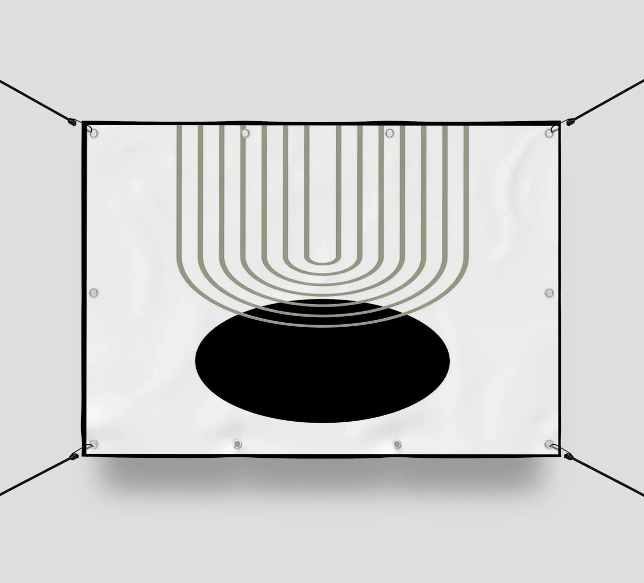 cerchio nero linee concentriche telo in pvc da Bacsic Design