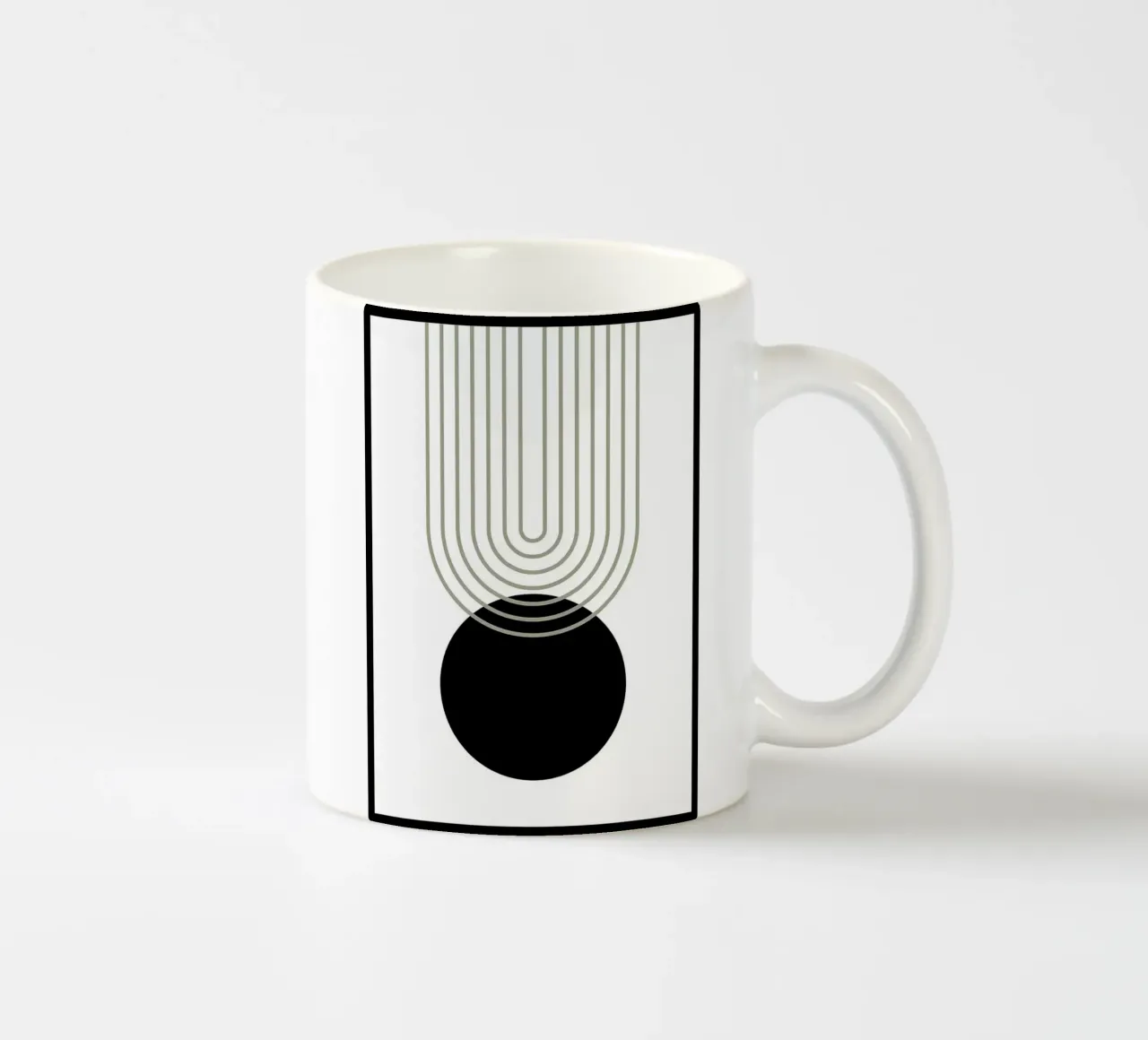 zwarte cirkel concentrische lijnen keramische mok van Bacsic Design