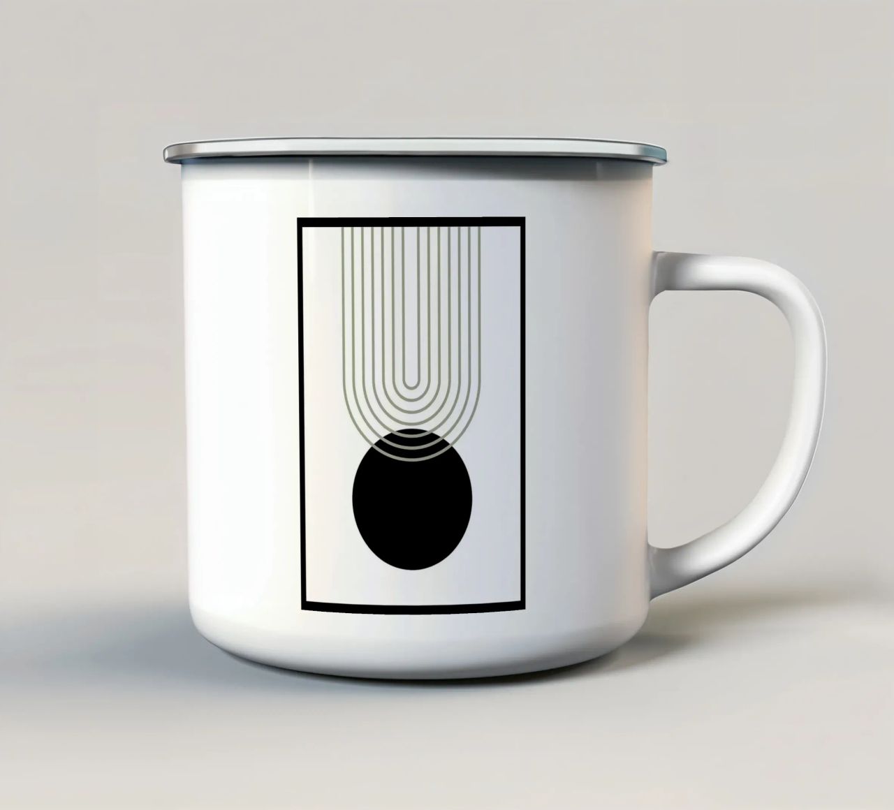 cerchio nero linee concentriche tazza in smalto da Bacsic Design