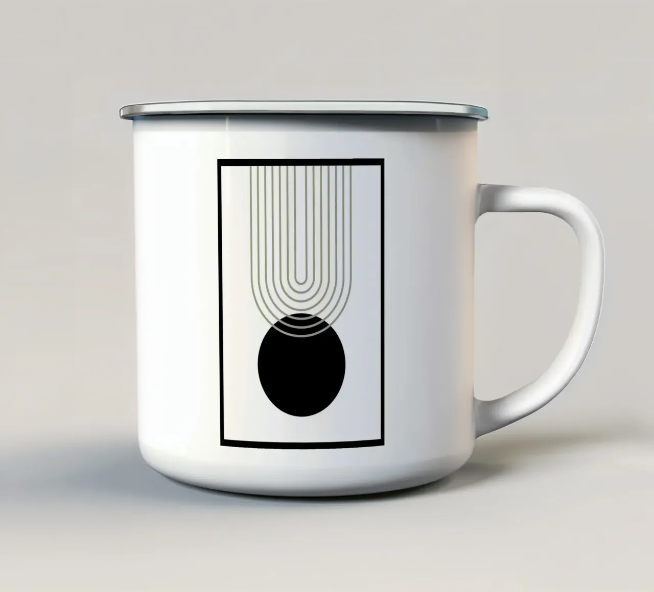 cerchio nero linee concentriche tazza in smalto da Bacsic Design