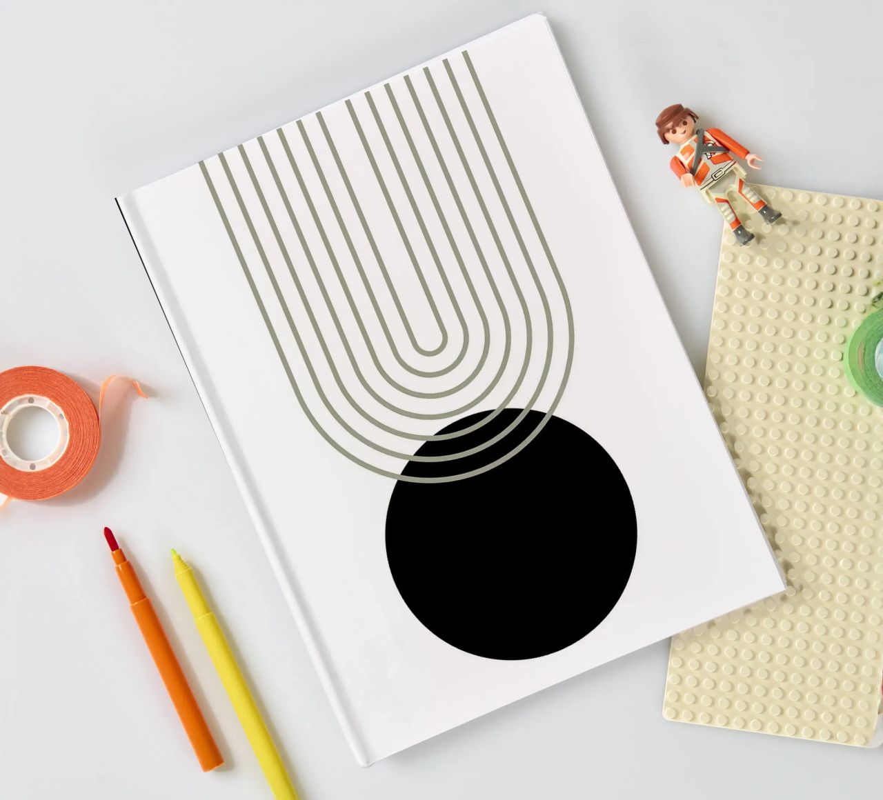 black circle concentric lines notebook by Bacsic Design