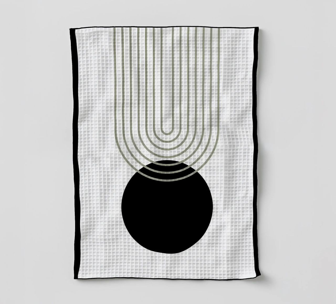 cerchio nero linee concentriche canovaccio da cucina da Bacsic Design