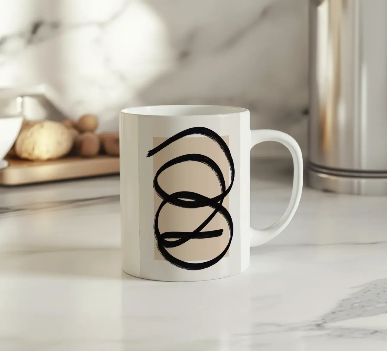 Line art astratto 05 tazza in ceramica da Little Dean