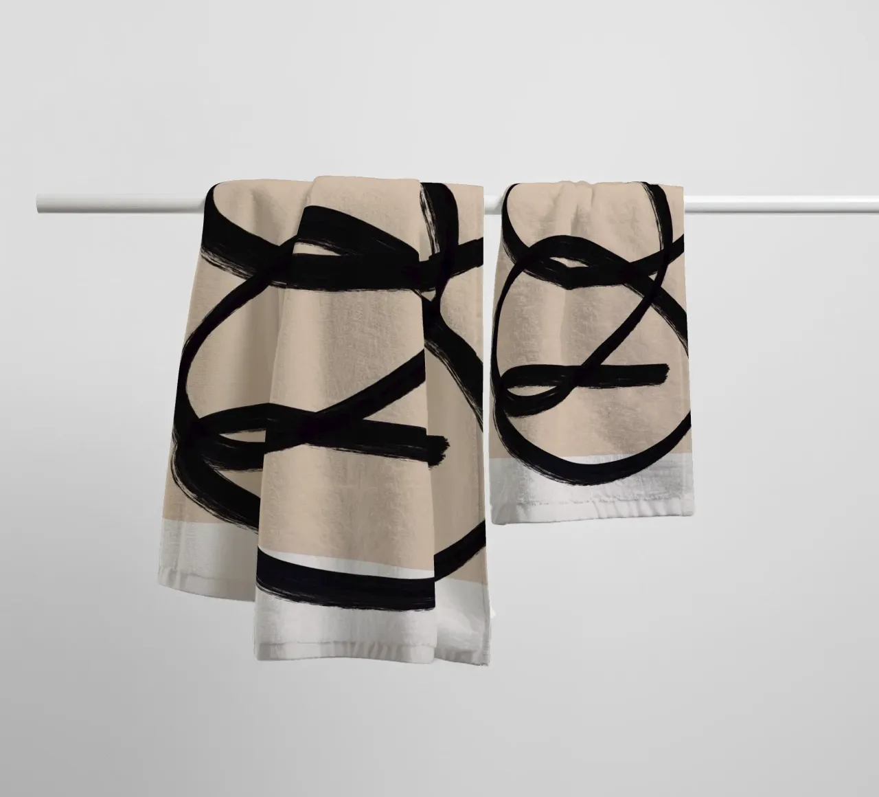 Line art abstract 05 towel by Little Dean