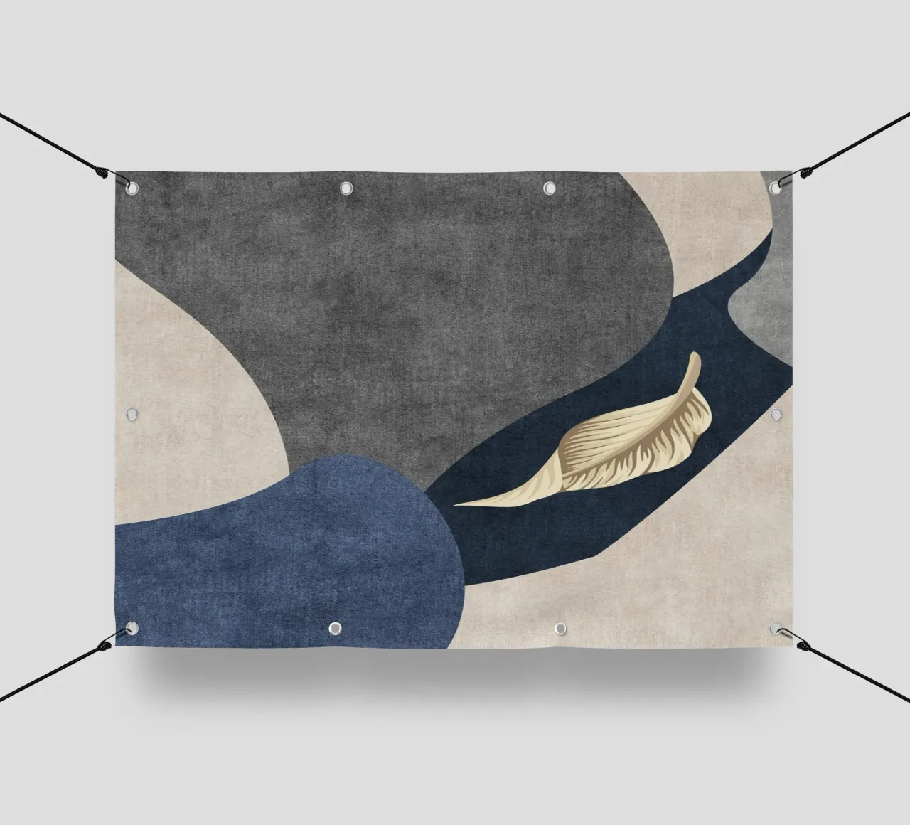 abstract shapes and 3d gold leaf telo in pvc da vintageshop