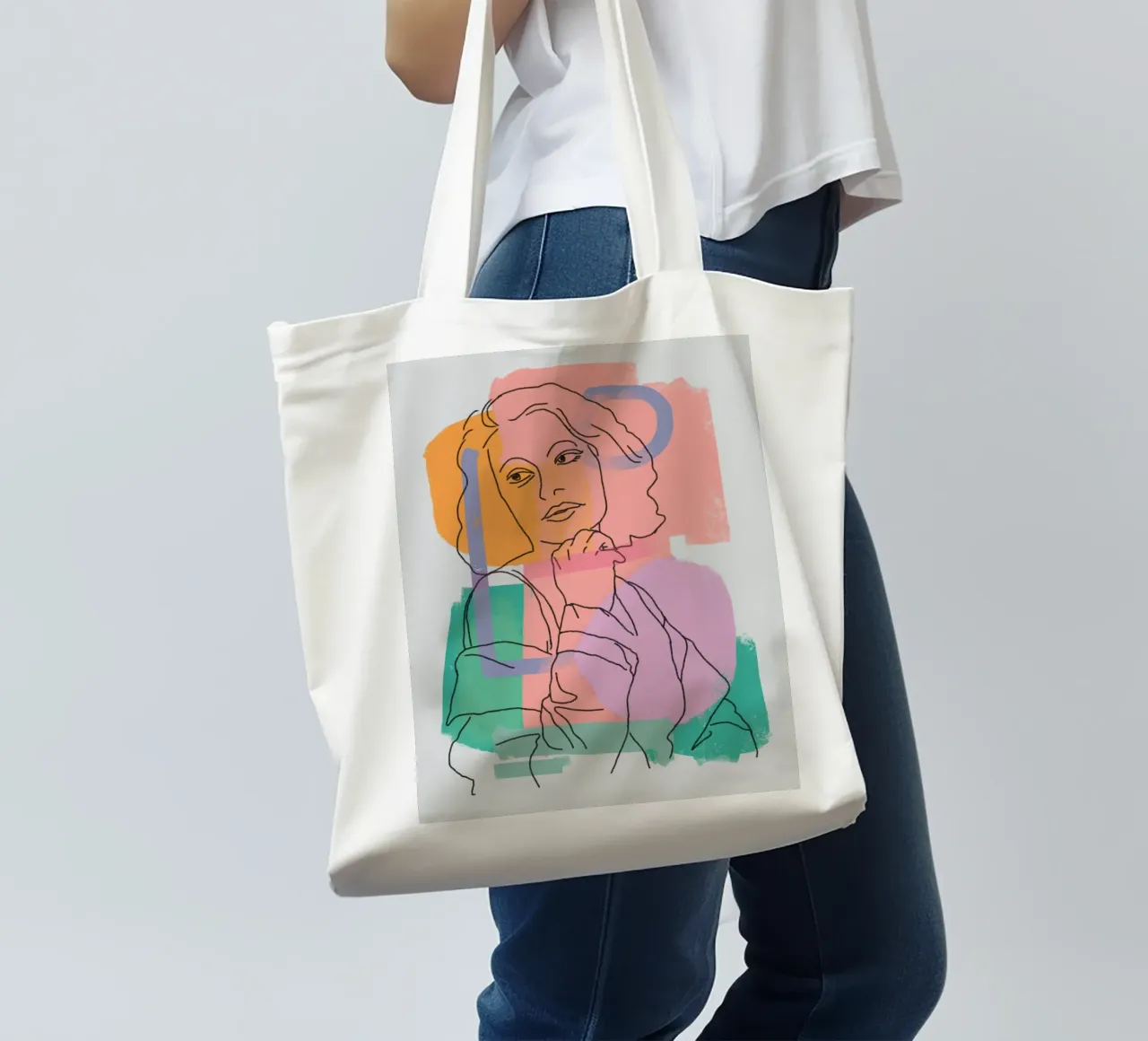 Ritratto lineare x borsa in juta da Little Dean
