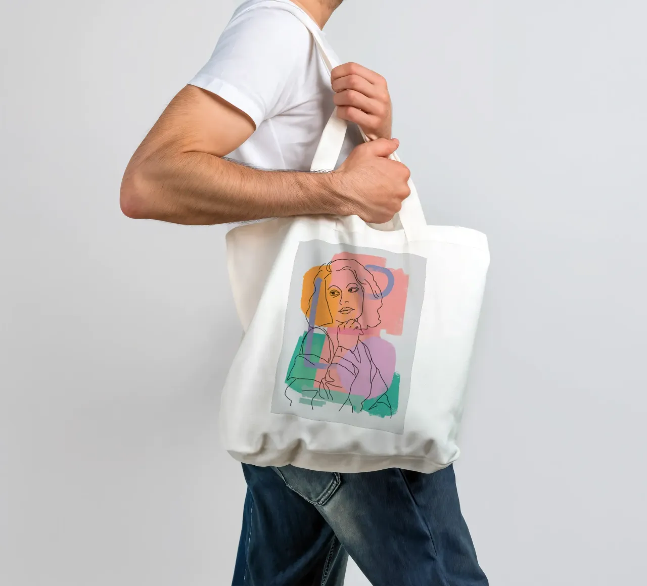 Ritratto lineare x borsa in juta da Little Dean