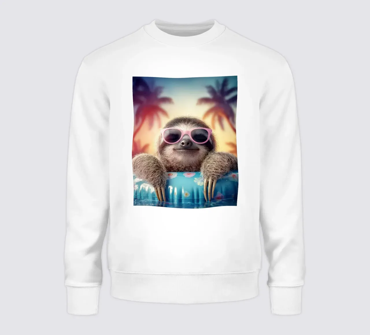 Zomerdieren: luiaard met zonnebril in bad sweatshirt van SlothStella