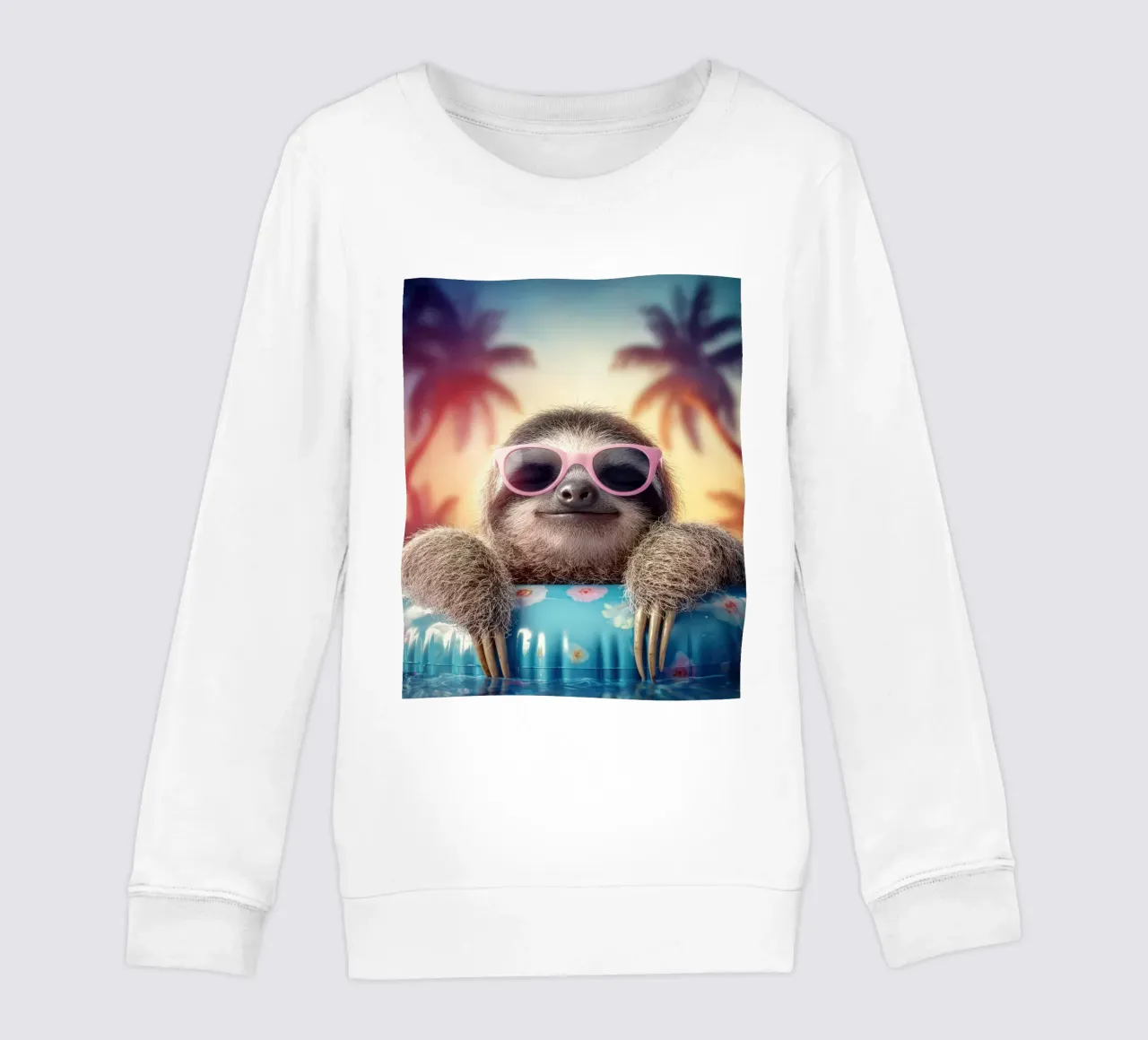 Summer animals: Sloth with sunglasses bathing kids sweatshirt by SlothStella