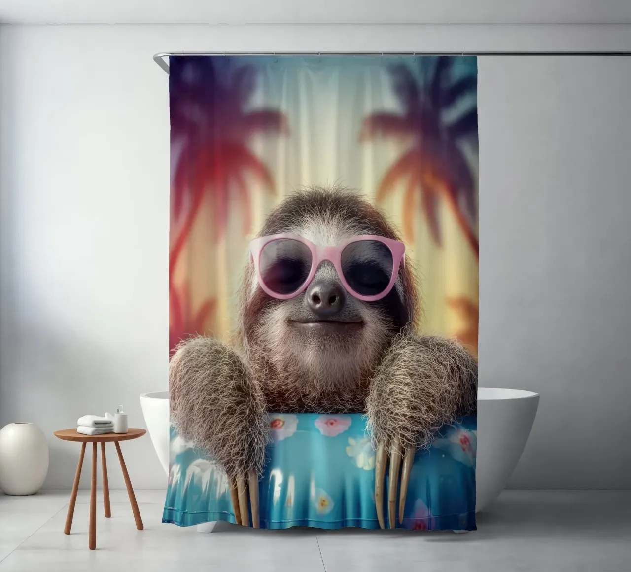 Sommer Tiere: Faultier mit Sonnenbrille badet Duschvorhang von SlothStella