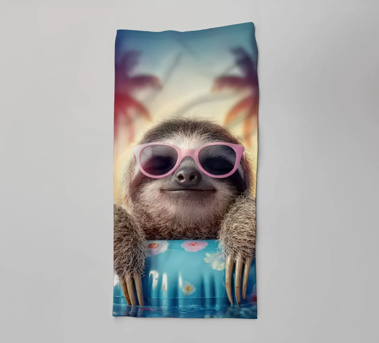 Summer animals: Sloth with sunglasses bathing towel by SlothStella
