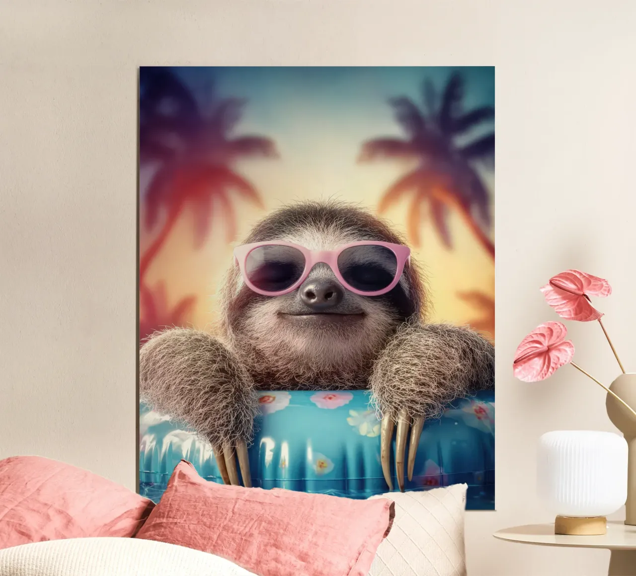 Summer animals: Sloth with sunglasses bathing hahnemühle by SlothStella