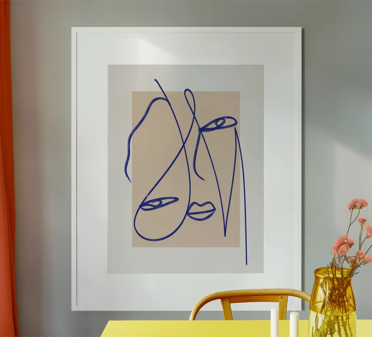 Line art abstract figurative poster by Little Dean