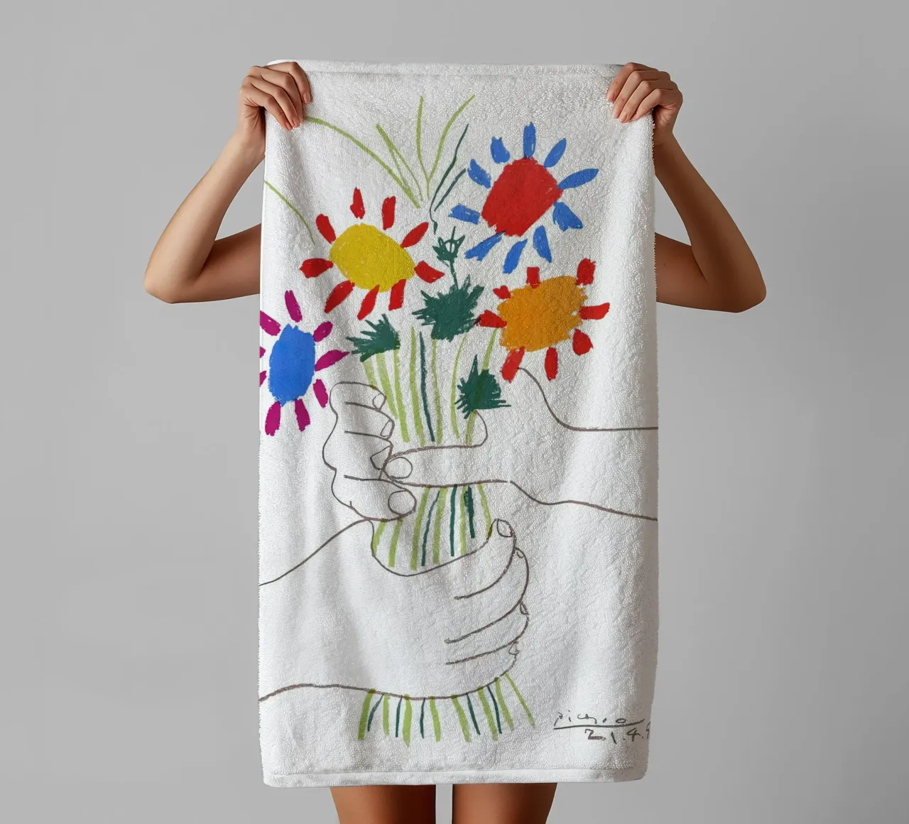 Picasso Bouquet di pace asciugamano da bagno da Jam Poster