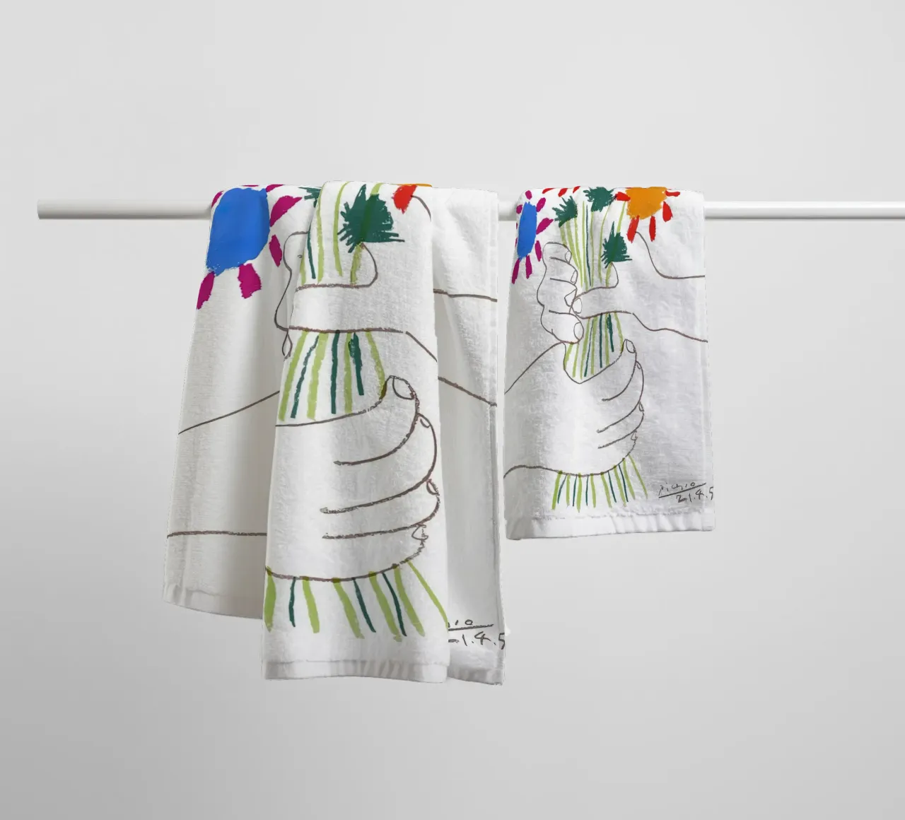 Picasso Bouquet di pace asciugamano da bagno da Jam Poster