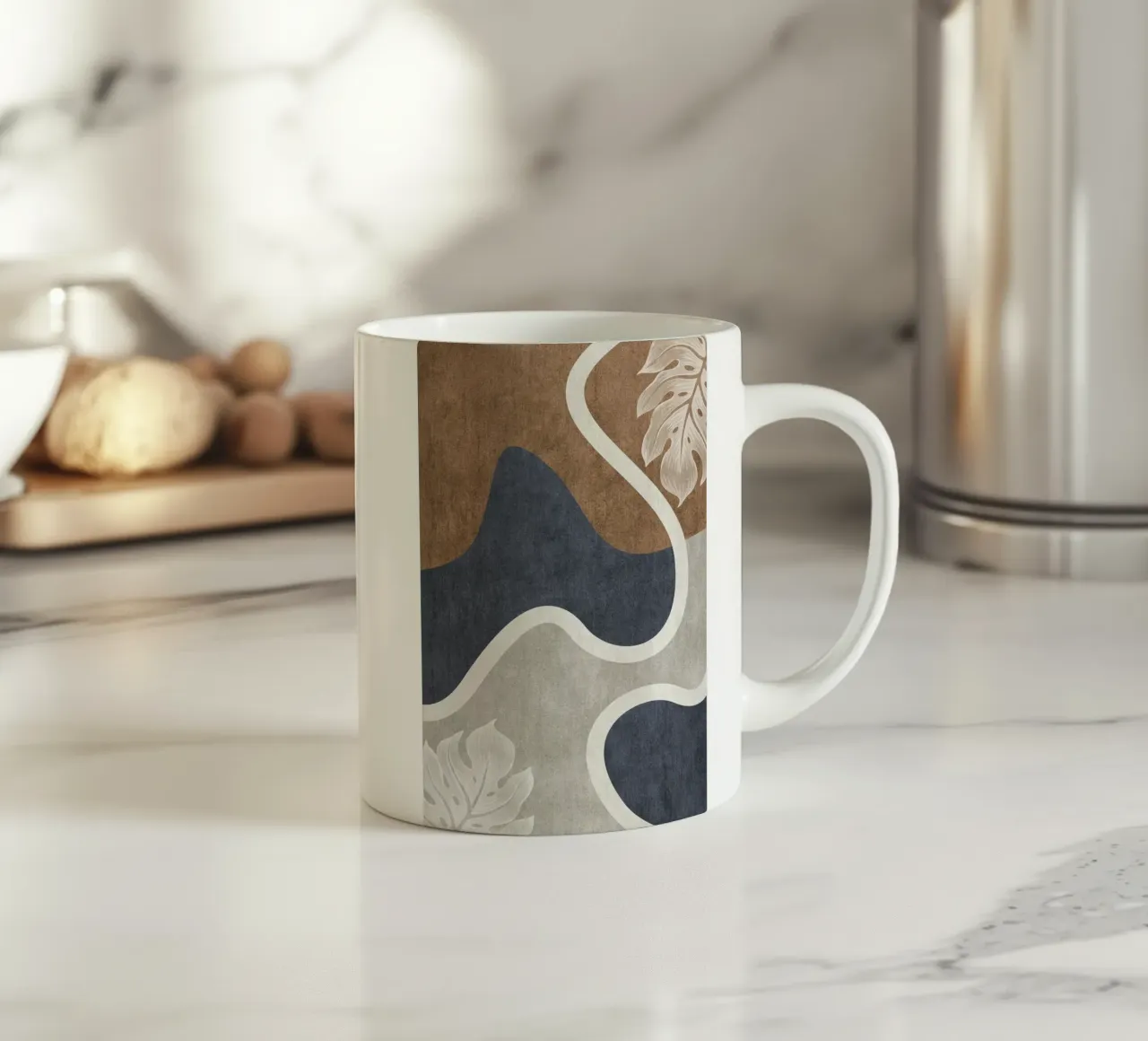 abstract shapes waves and white sheet Keramik Tasse von vintageshop