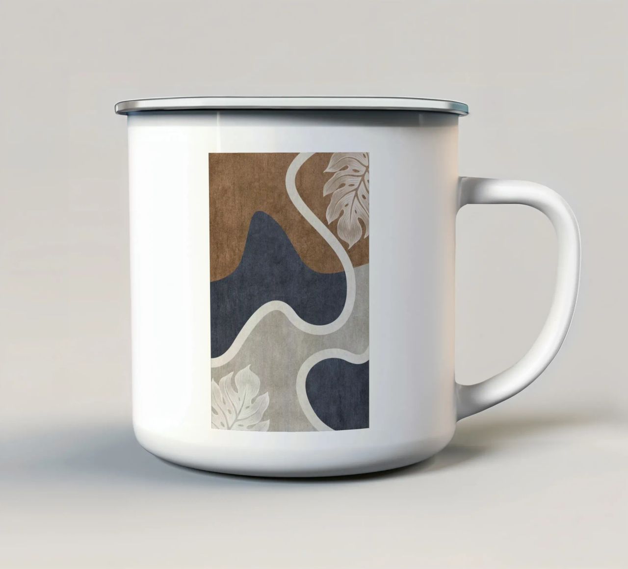 abstract shapes waves and white sheet tazza in smalto da vintageshop