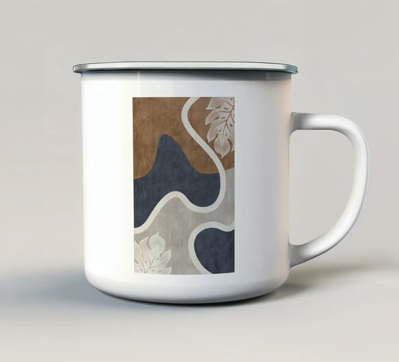 abstract shapes waves and white sheet Emaille Tasse von vintageshop
