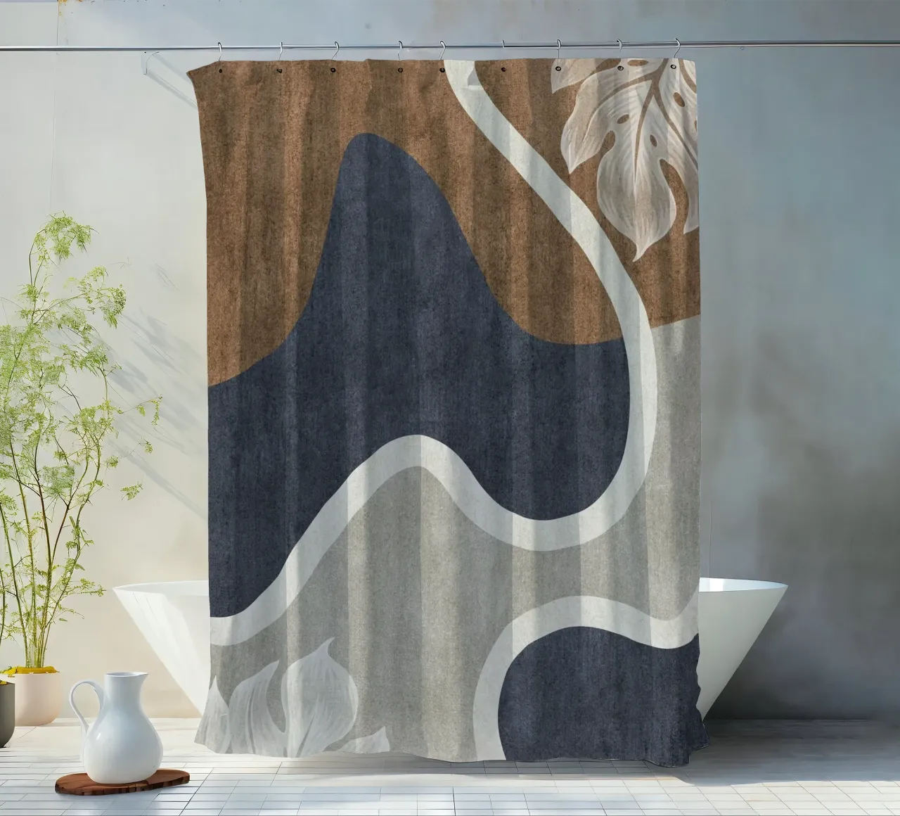 abstract shapes waves and white sheet tenda da doccia da vintageshop
