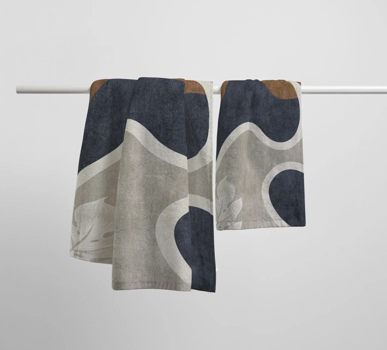 abstract shapes waves and white sheet asciugamano da bagno da vintageshop