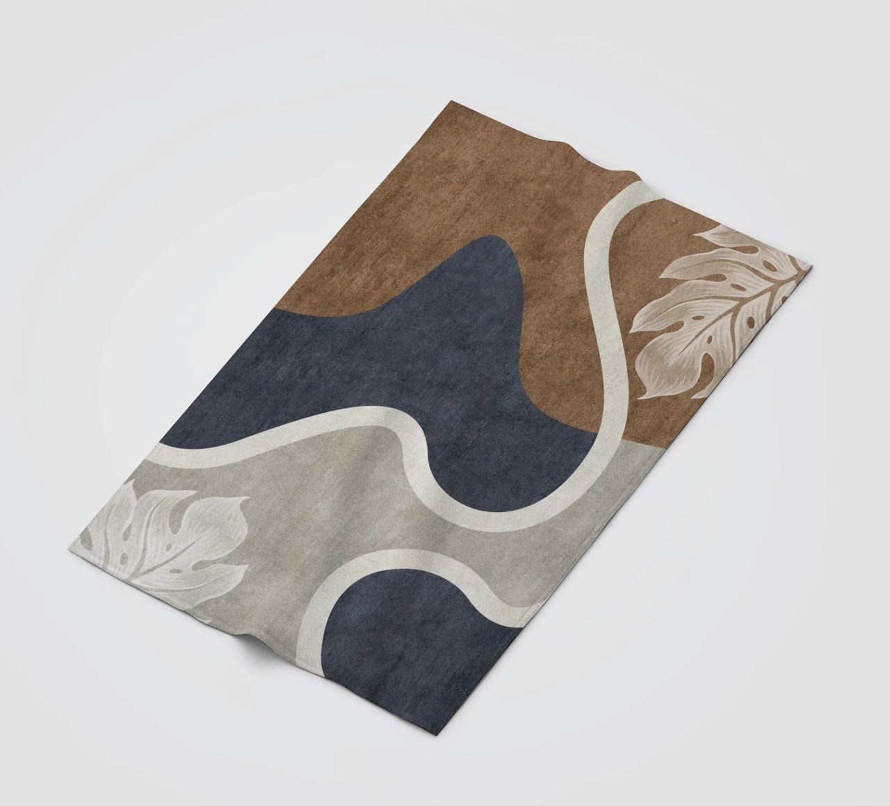 abstract shapes waves and white sheet coperta in pile da vintageshop