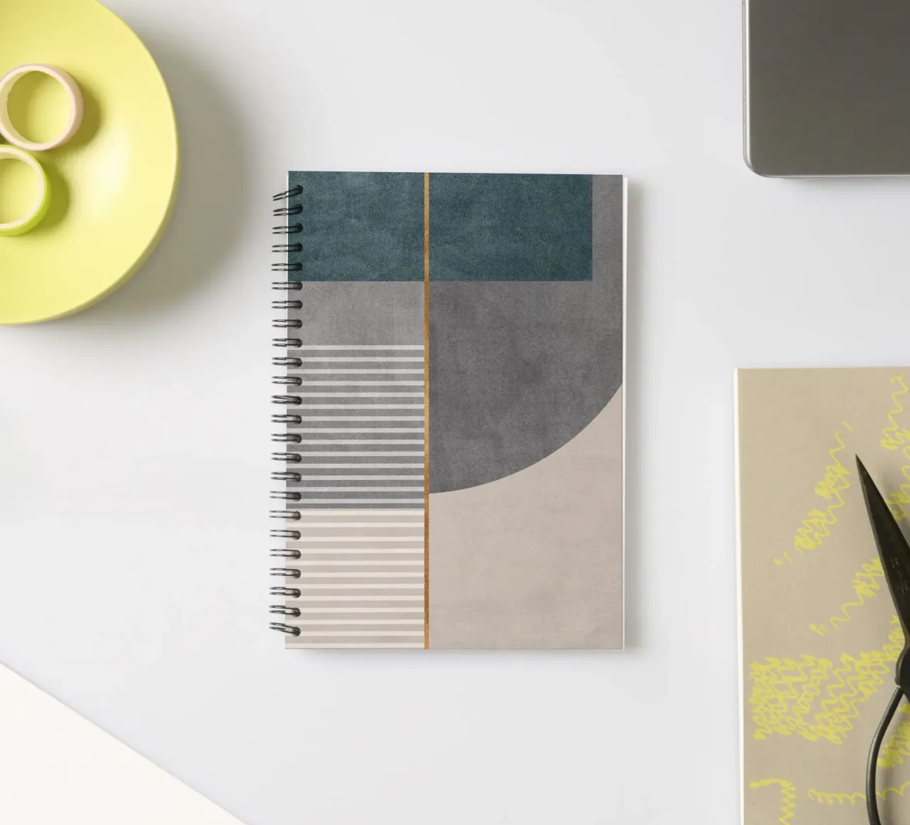 abstract shapes frames and lines spiral notebook by vintageshop