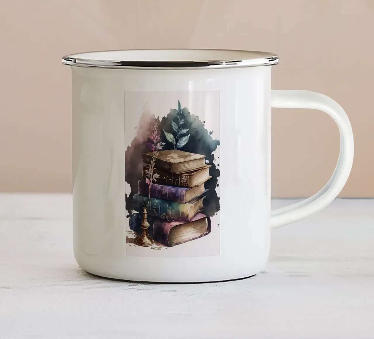 pila di libri tazza in smalto da Jonathan R NASH