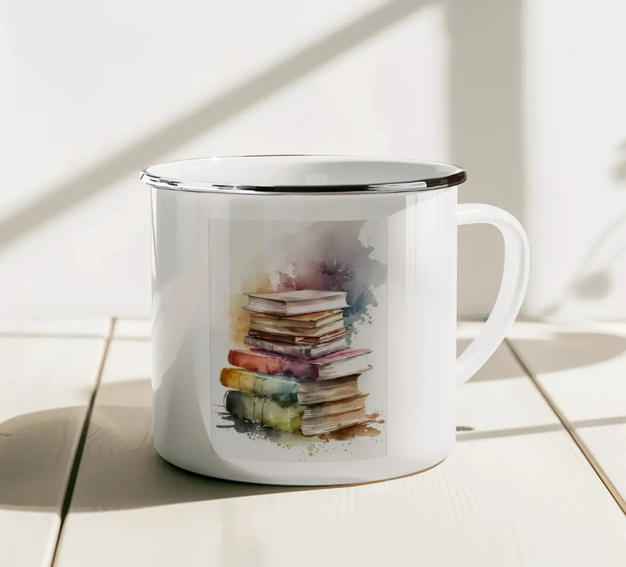 pila di libri tazza in smalto da Jonathan R NASH