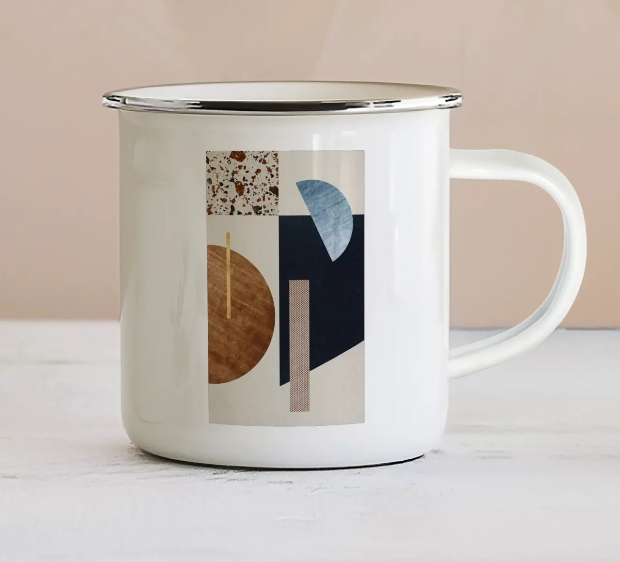 modern abstract art texture emaille mok van vintageshop