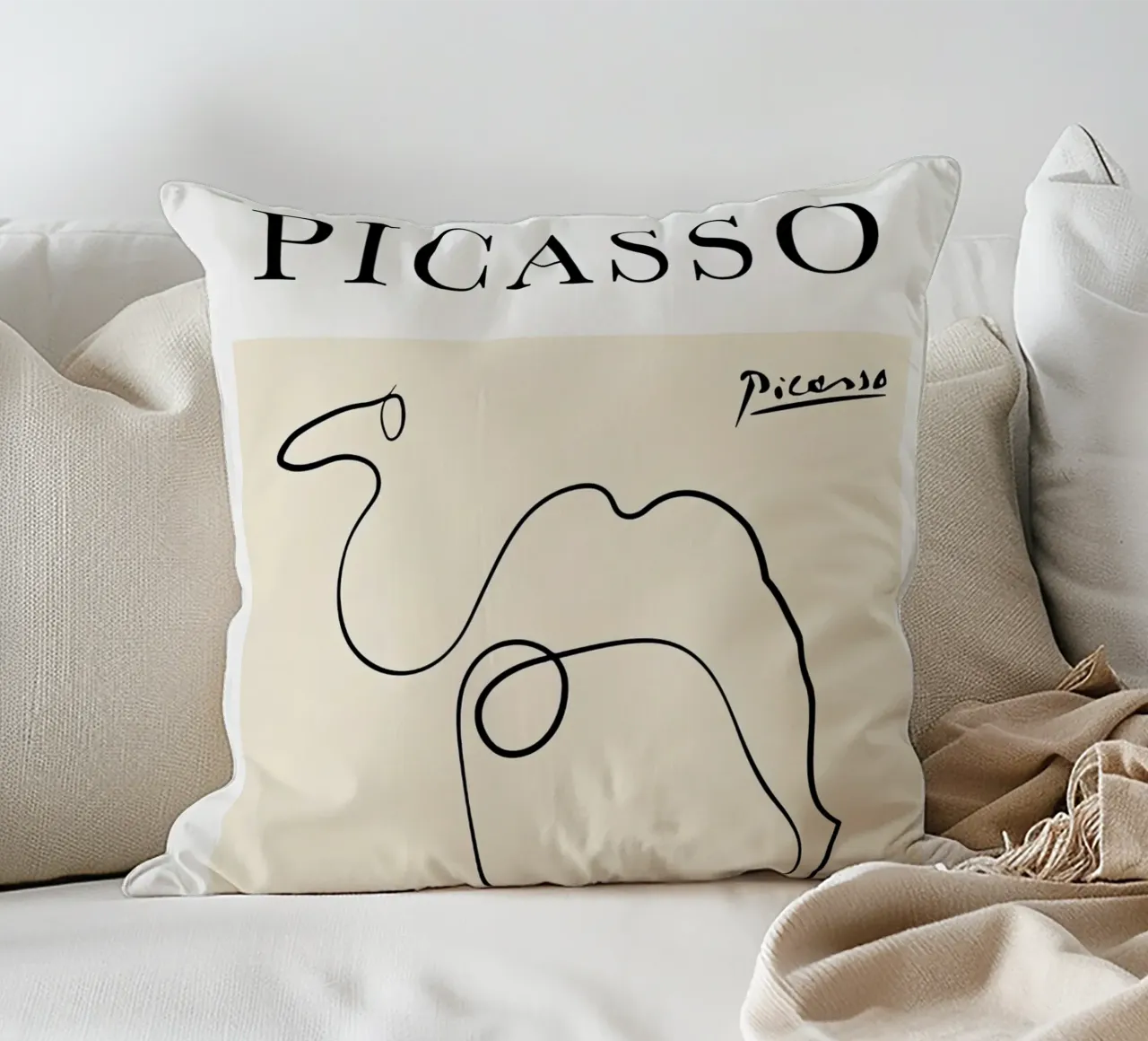 Linea di schizzo Picasso Camel cuscino da Jam Poster