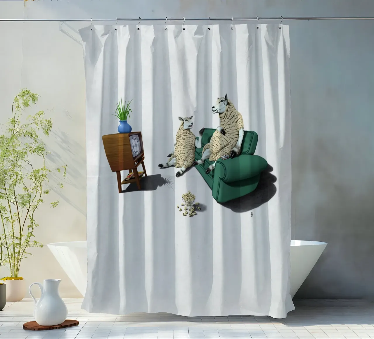 Sheep (Wordless) tenda da doccia da Rob Art | Illustration