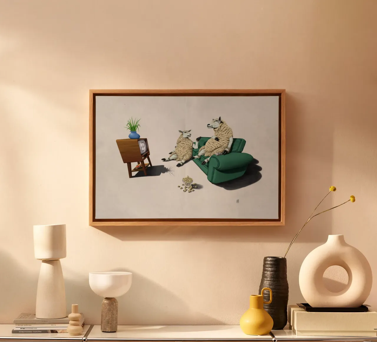 Sheep (Wordless) canvas met Baklijst van Rob Art | Illustration