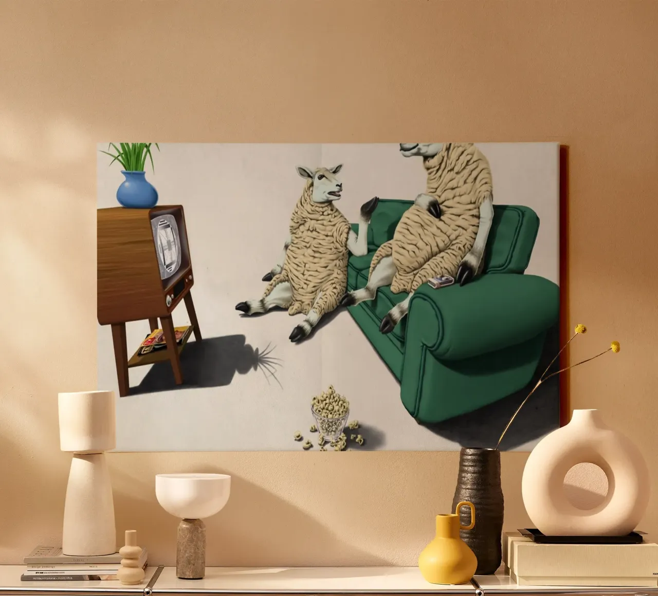 Sheep (Wordless) canvas met Baklijst van Rob Art | Illustration