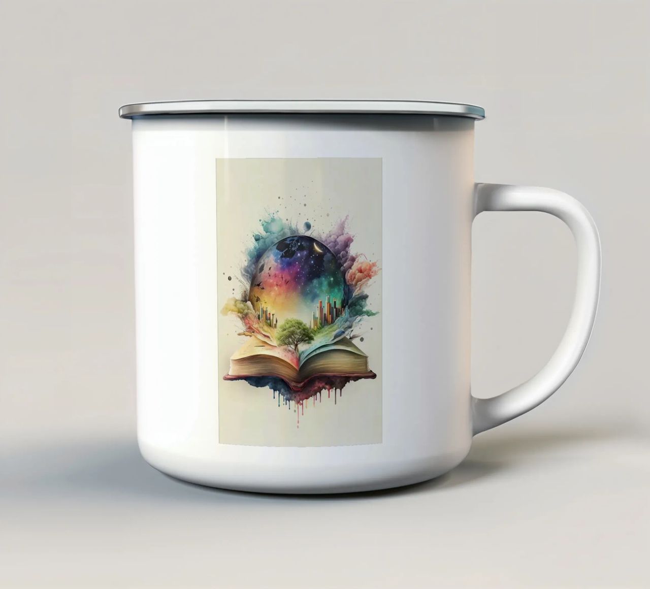 libro aperto tazza in smalto da Jonathan R NASH