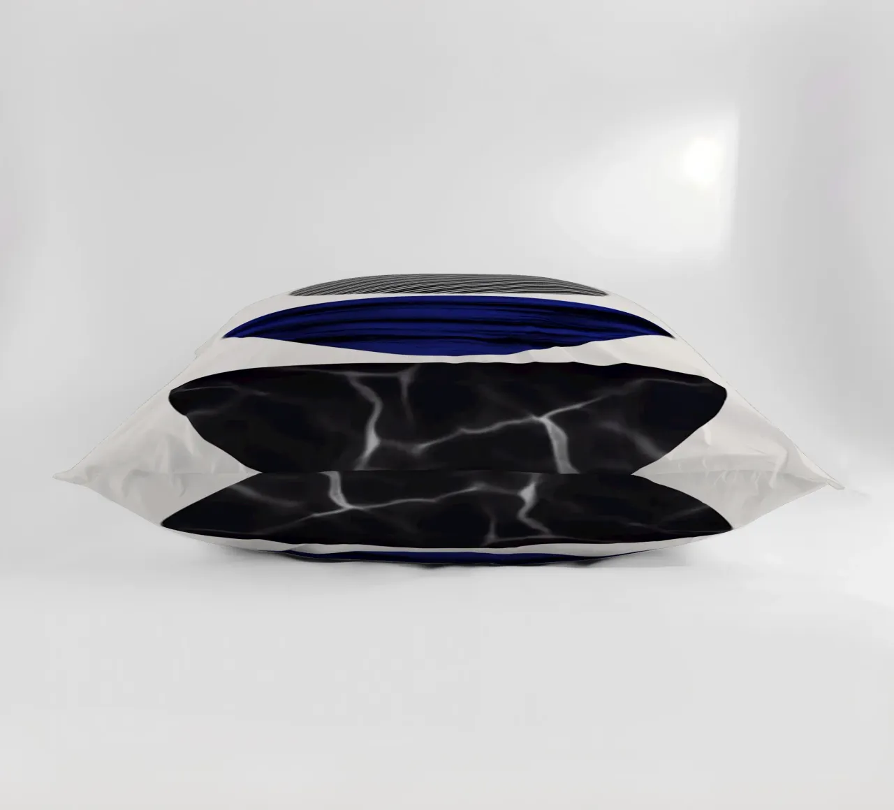 Luxe blauw en grijs nordic art 06 kussen van Little Dean