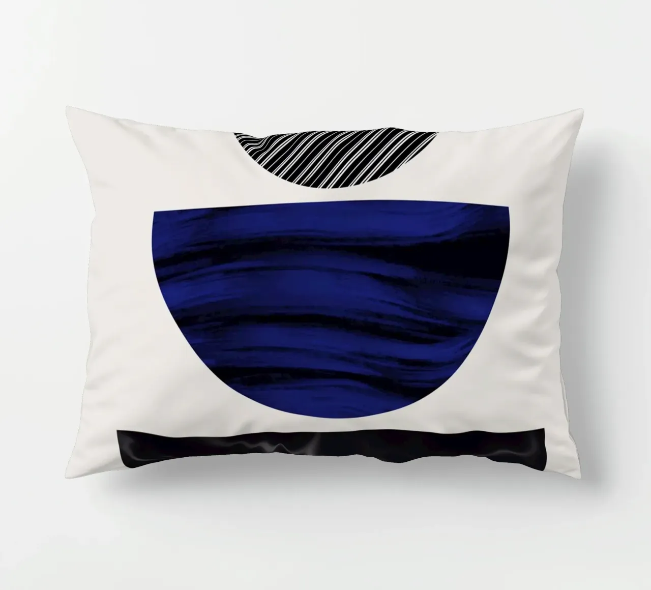 Luxe blauw en grijs nordic art 06 kussen van Little Dean