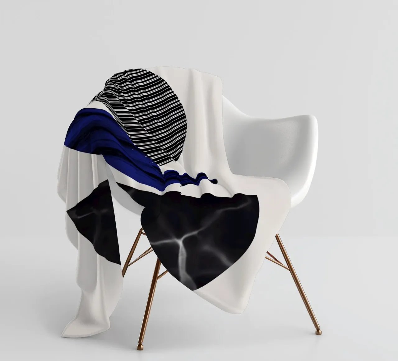 Luxe blauw en grijs nordic art 06 fleecedeken van Little Dean