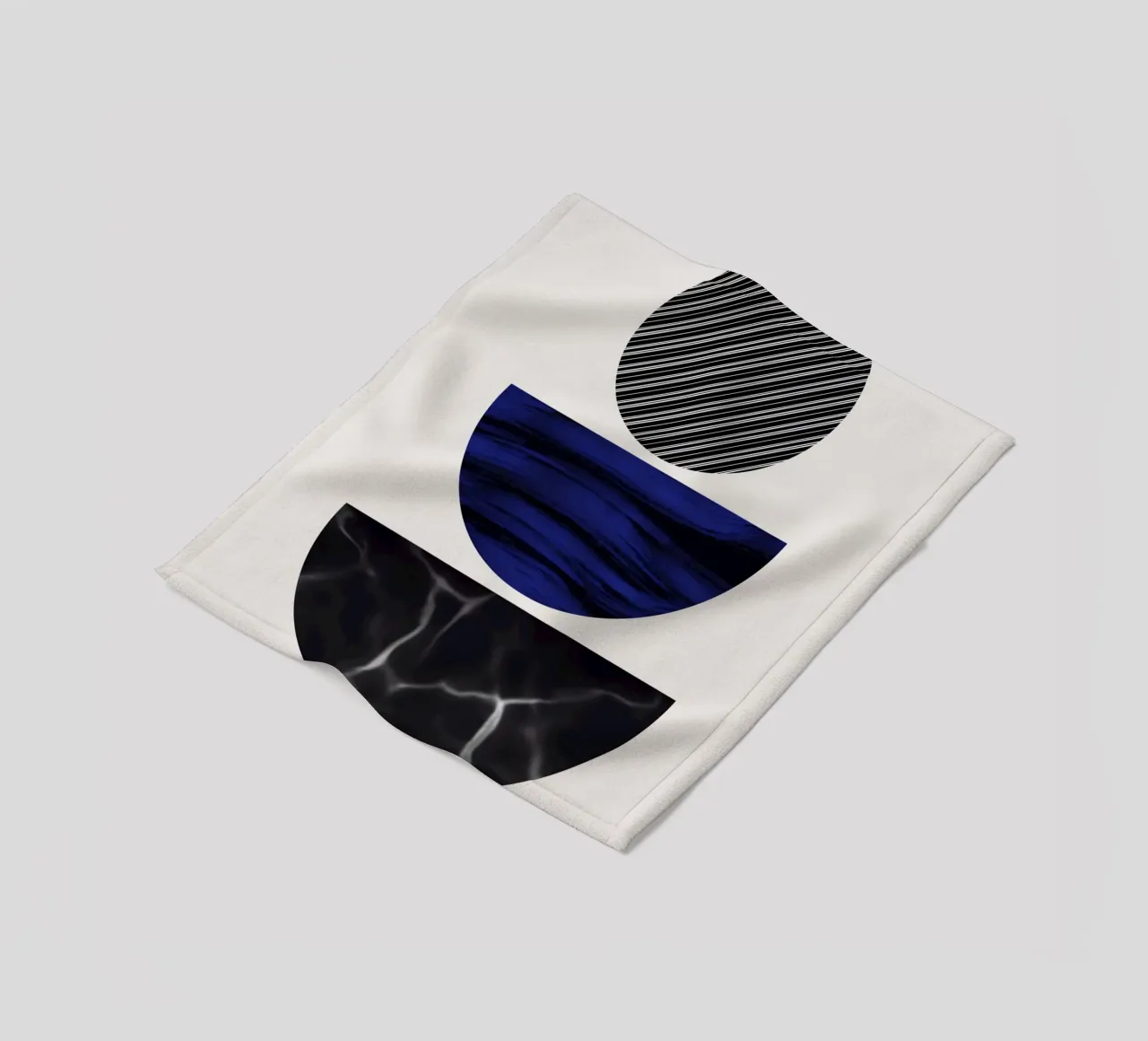 Luxe blauw en grijs nordic art 06 fleecedeken van Little Dean