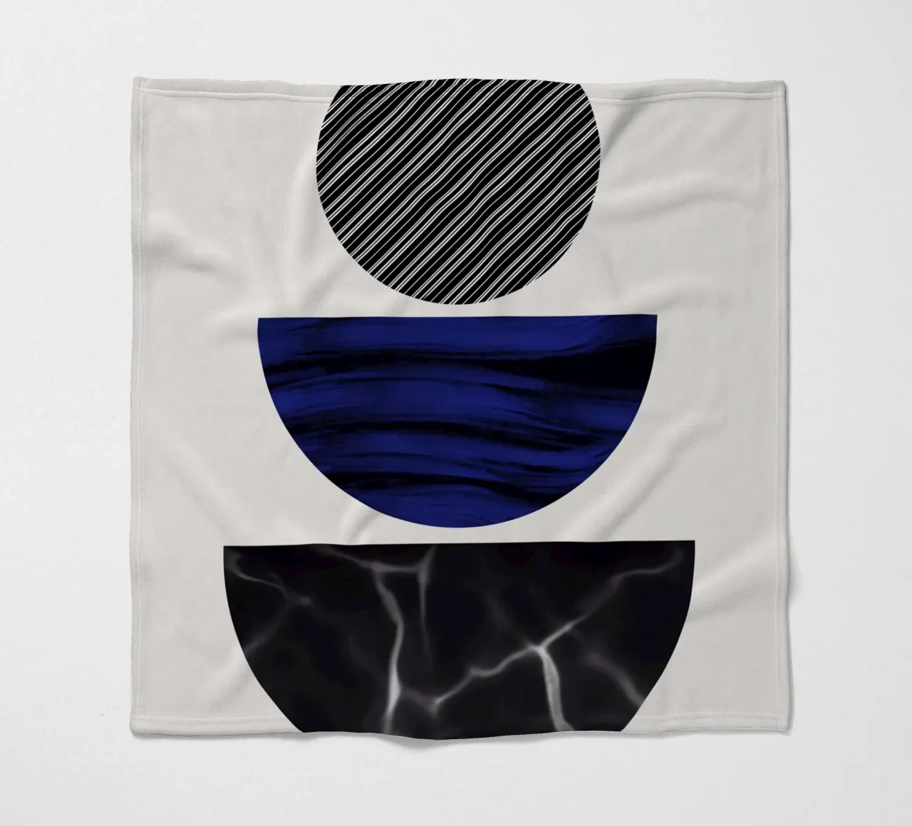 Luxe blauw en grijs nordic art 06 fleecedeken van Little Dean