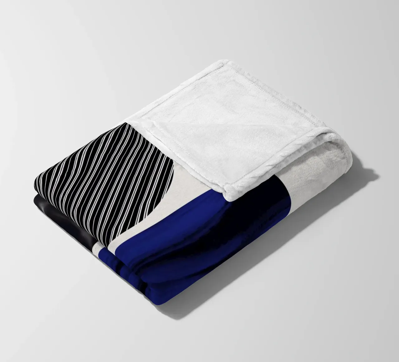 Luxe blauw en grijs nordic art 06 fleecedeken van Little Dean