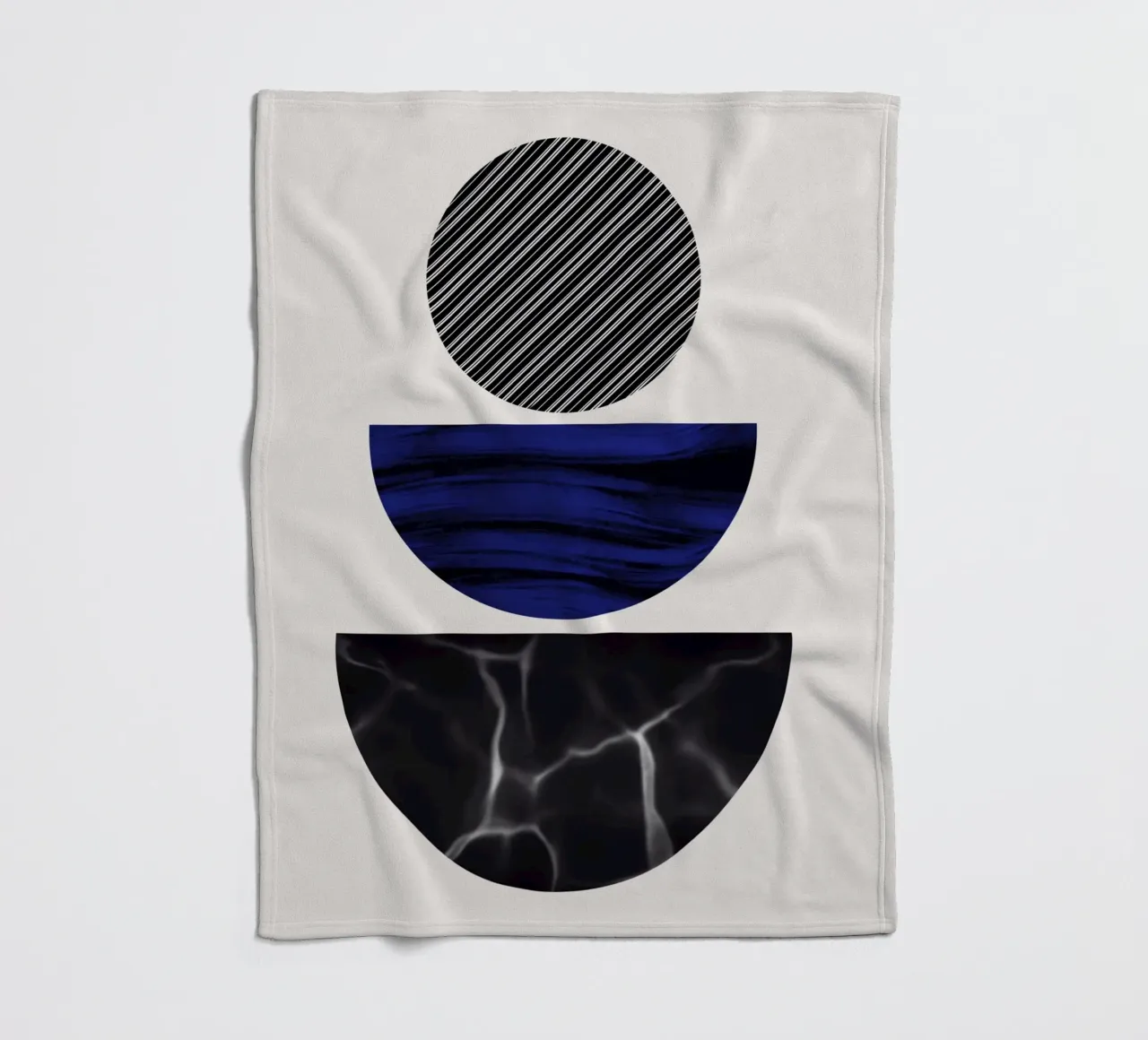 Luxe blauw en grijs nordic art 06 fleecedeken van Little Dean